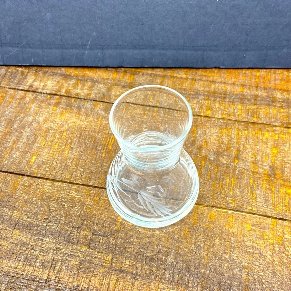 Beautiful Vintage Small Etched Glass Beakers Set of 2 (Rare)